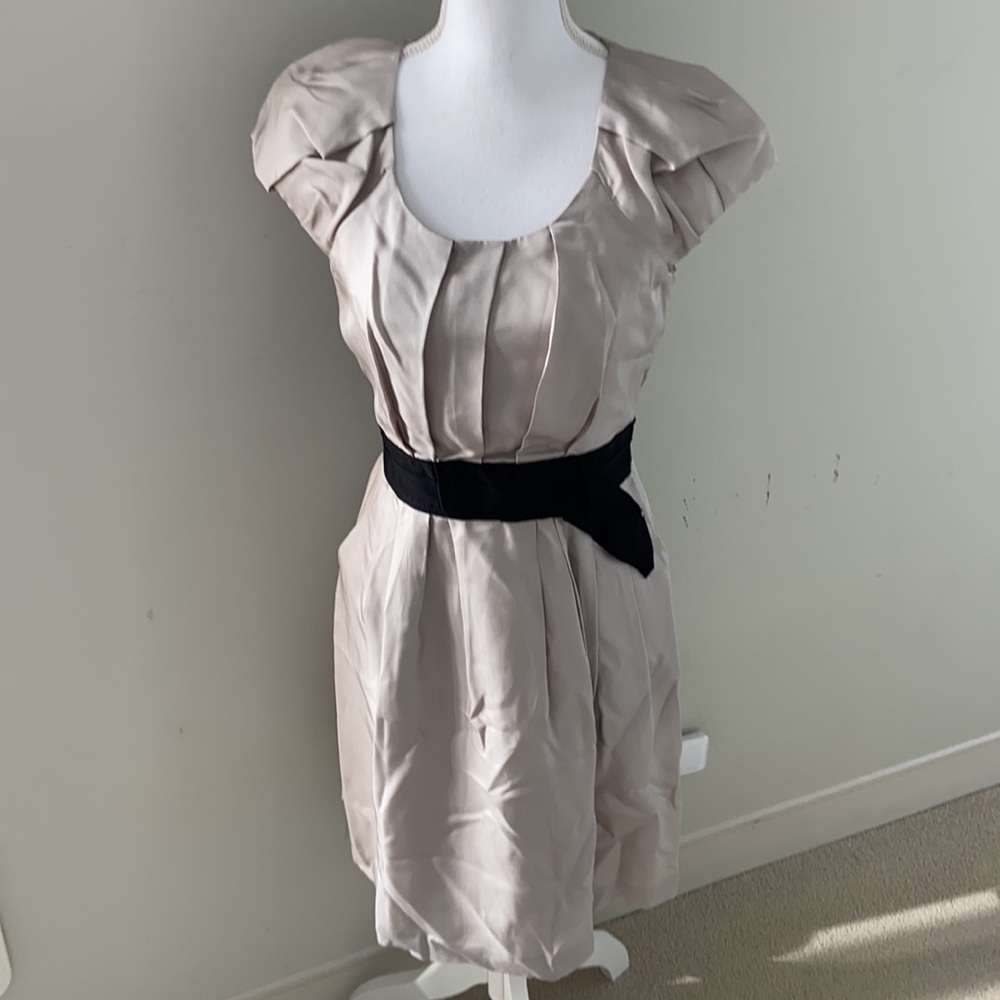 SINE Silk Dress with Bow Belt